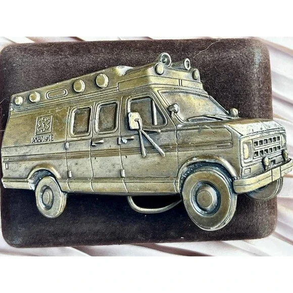 1979 Solid Brass EMS Ambulance Belt Buckle Breitenbach N-39 Made in USA