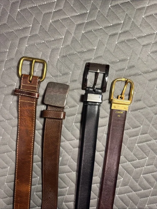 4 Men's Leather Belt - Brown and Black Styles one is reversible, black and brown