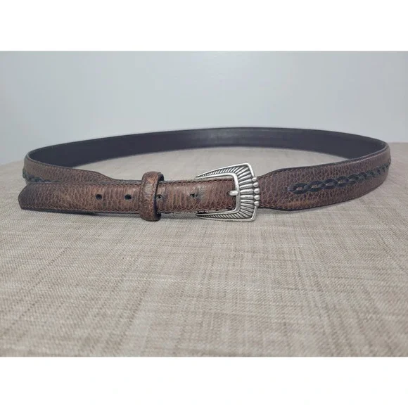 Ariat Mens Brown Full Grain Leather Western Belt‎ 44 Limited Edition Buckle 2007