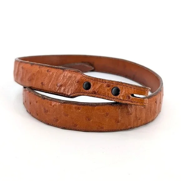 Deer Park Genuine Ostrich Leather Western Belt‎ Brown Cognac Size 32