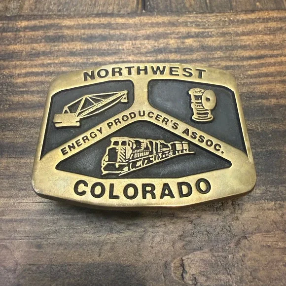 Vintage 1985 Anacortes Brass Works Northwest‎ Energy Colorado Belt Buckle Train
