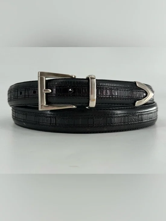 Vintage Black Leather Belt Mens Contemporary Belt 44
