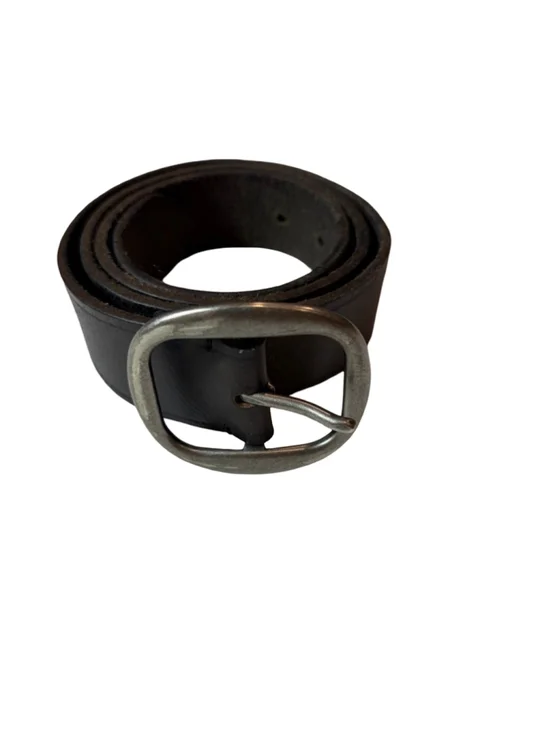 Hollister Heritage Black Buffalo Leather Belt Western Boho Silver Buckle
