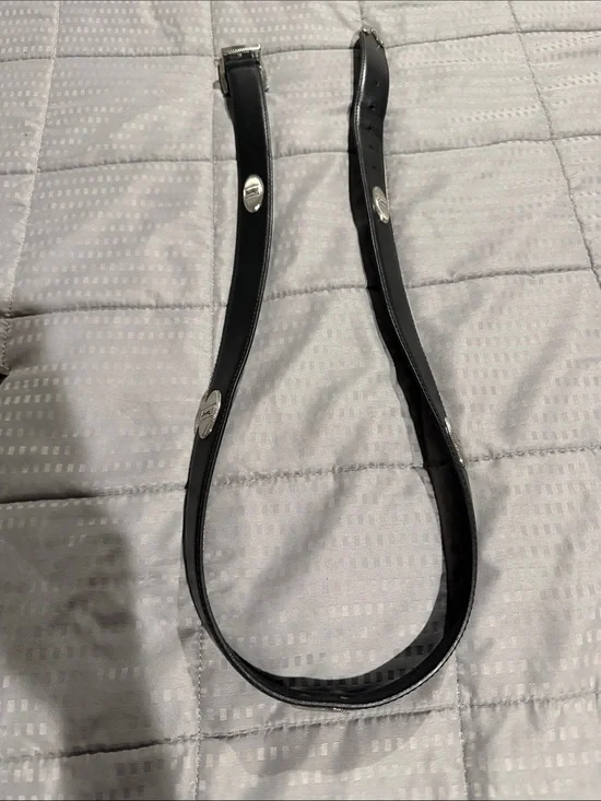 PGA set of 2 Black and Brown 50” Leather Belt set with Silver Oval Accents