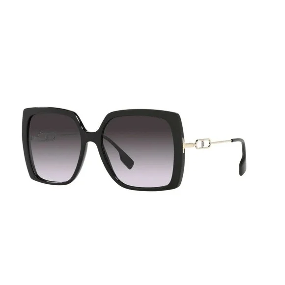 Burberry Luna BE4332 Sunglasses Black Grey Gradient Oversized Square New