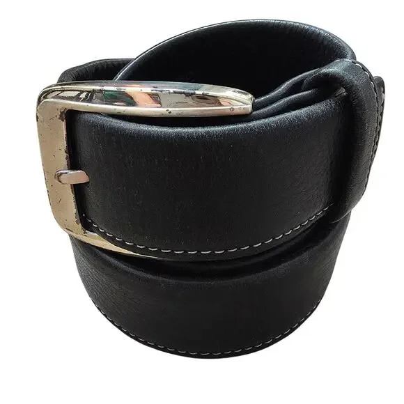 Vintage Brighton Black Leather Belt sz 38 Minimalist Casual Business Formal