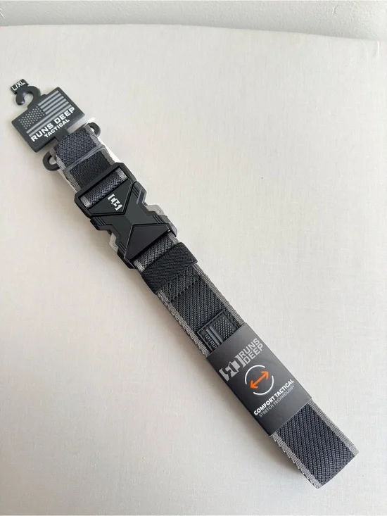 Runs Deep, Tactical Men's Black/Grey Nylon Belt, size L/XL