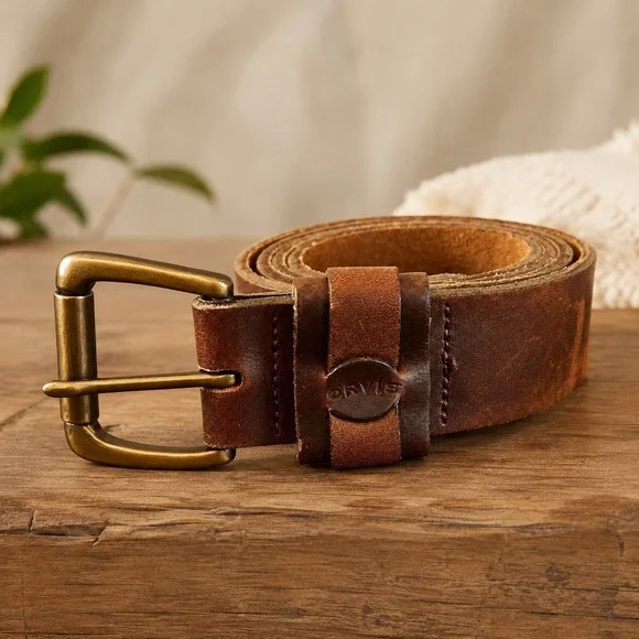 Orvis Leather Belt Mens 36 Brown Vintage 90s Full Grain Made in USA Western