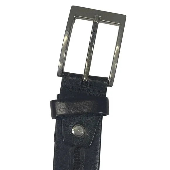 Mens Brown Leather Belt Silver Buckle Rina‎ Leather Made in Turkey Sz 46