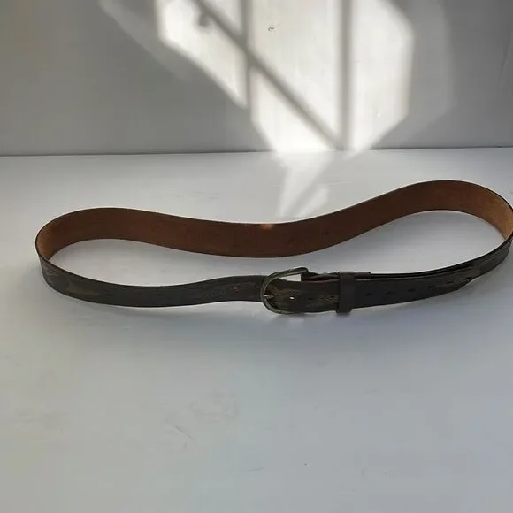 WRANGLER EAGLE EMBOSSED BROWN LEATHER BELT‎