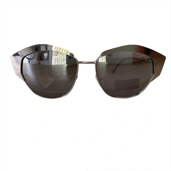 Silver Metallic Frame Aviator Cat Eye Sunglasses women’s NWT