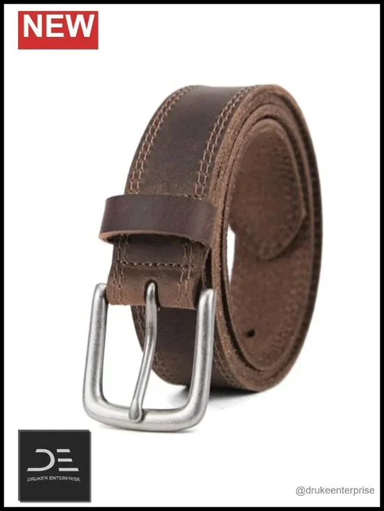 Men's Full Grain Leather Casual Everyday Jeans Belt with Gift Box