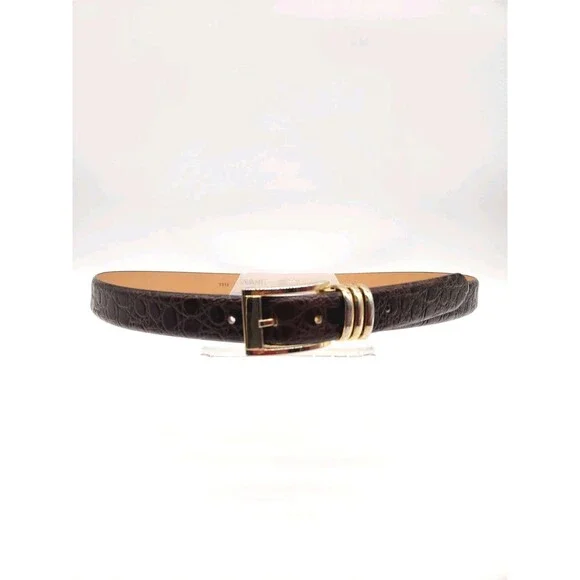 Avanti Size 42 Leather Dress Belt Dark Brown Croc Embossed Made In Italy