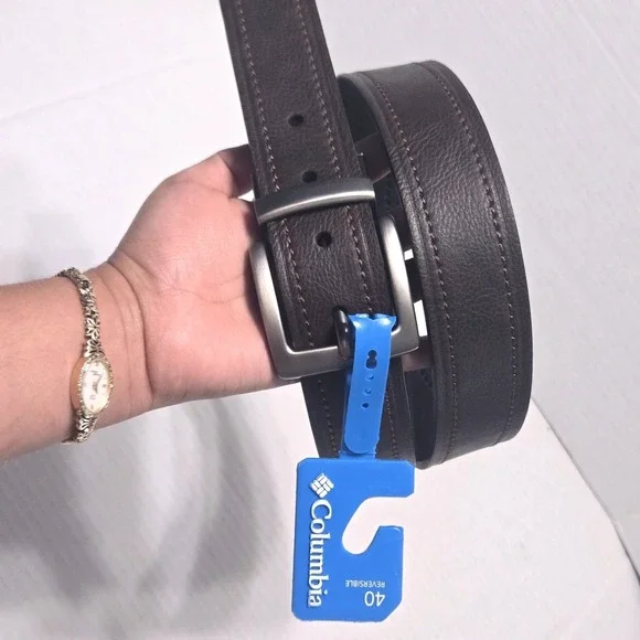 New Columbia Men's Size 40 Reversible Brown Black Synthetic Leather‎ Belt