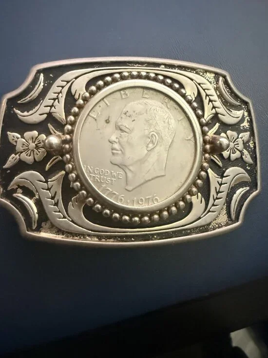 Eisenhower One Dollar Coin Belt Buckle 1776-1976 Bicentennial