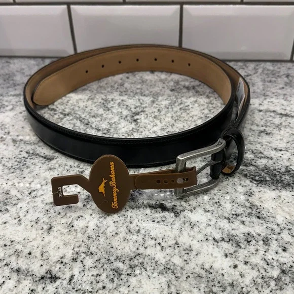 Tommy‎ Bahama Men's Black Leather Belt Size Large 38-40 Dress Casual
