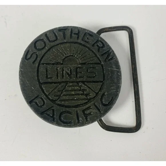 Southern Pacific Lines American Pewter Works Round Belt‎ Buckle Vintage