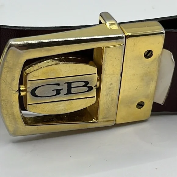 GB Italian Buckle US Leather Reversible Black Brown Belt Reversible Size 32 VTG
