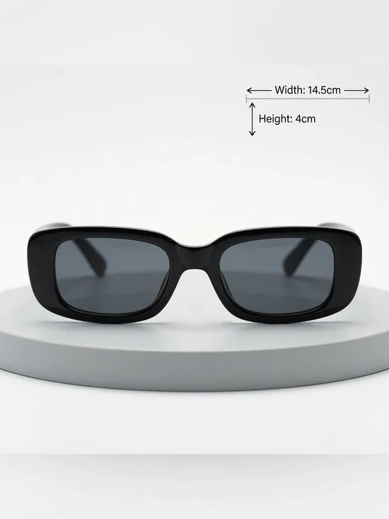 Y2K Black Rectangle Sunglasses | Retro 90s 2000s UV400 Streetwear Unisex