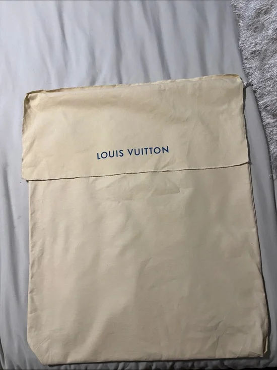 Louis Vuitton Cream Dust Bag with Blue Logo