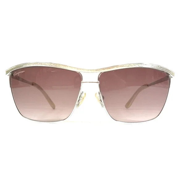 Salvatore Ferragamo Sunglasses SF113SI 045 Gold Silver w/ Purple Gradient Lenses