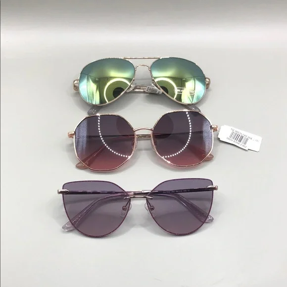 Bundle 3 new trendy sunglasses LOFT Guess Nordstrom aviator cat eye geometric.
