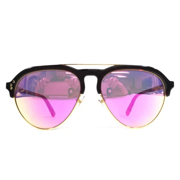 Shauns Sunglasses Orrin C.02 Red Gold Aviator Frames with Pink Mirrored Lenses