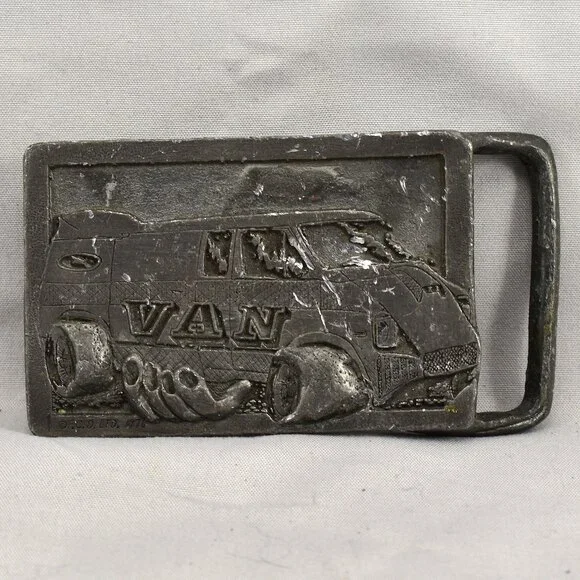 Vintage Belt Buckle Custom 1970s Van Handmade In The USA‎ By Buck-L-Up Gift