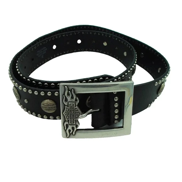 2007‎ Harley Davidson Studded Black Leather Belt with Buckle- XL 38