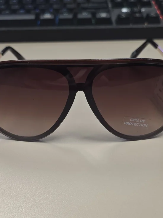 New Fossil X80098 Unisex Shield Aviator Sunglasses Brown Rose Gold NWT