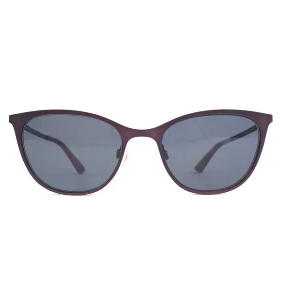 McQ Sunglasses MQ0295OP 002 Matte Purple Cat Eye Frames with Dark Blue Lenses