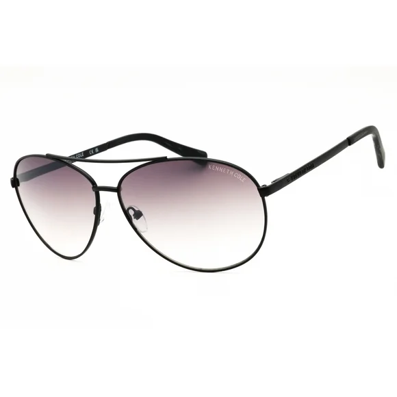 NWT Kenneth Cole New York KC00033-02G Black Aviator 63mm Sunglasses