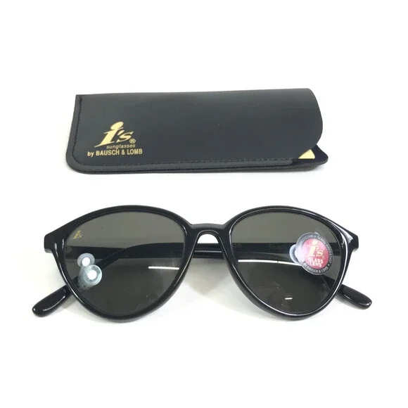 Vintage i's by Bausch & Lomb Sunglasses W2438 Polished Black wth Gray Lenses