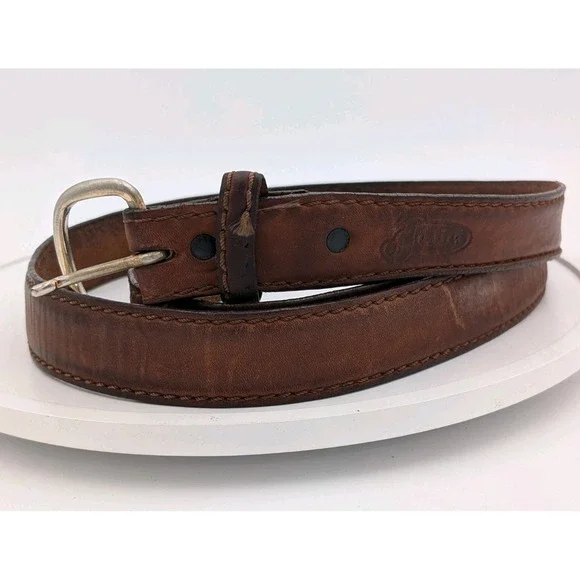 Vintage Justin USA Made Distressed Leather Belt Brown Western Ranch 53 Inches