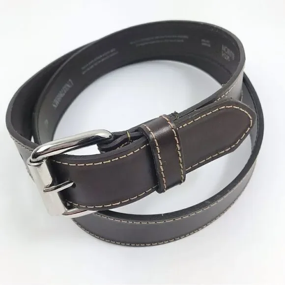 14th & Union Dark Brown Saddle Leather Nickle Free Buckle Belt New no Tags