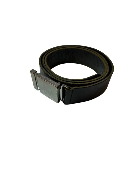 Banana Republic Black Italian Leather Belt Silver Slide Buckle Minimalist