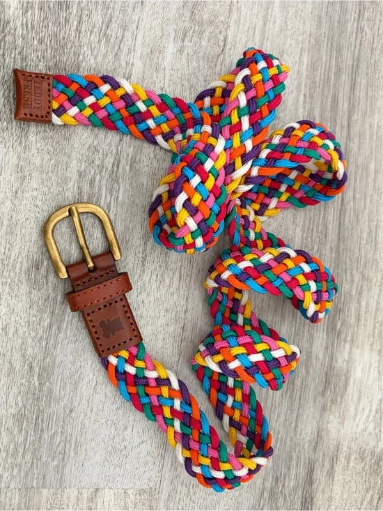 Teddy Fresh Women's Mens Braided Woven Bungee Cord Belt Rainbow Size L/XL