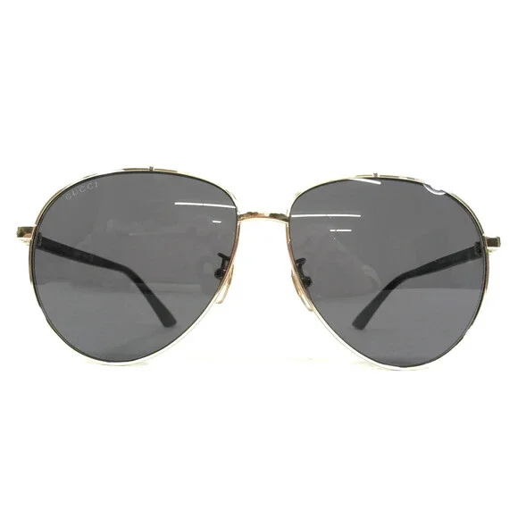 Gucci Sunglasses GG0043SA 002 Polished Gold Aviator Frames with Dark Gray Lenses