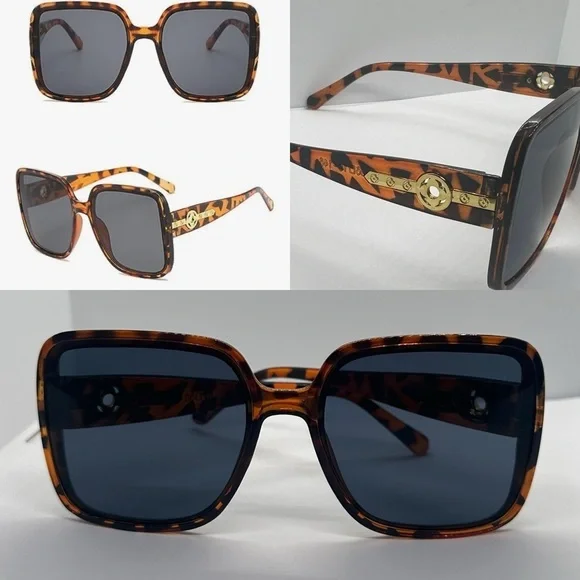 🔥 NWT Trendy Oversized Square Tortoiseshell Sunglasses UV400 Protection 🔥