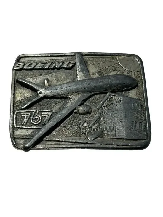 Boeing 767 Aircraft 80s 1982 Roll Out Belt Buckle 