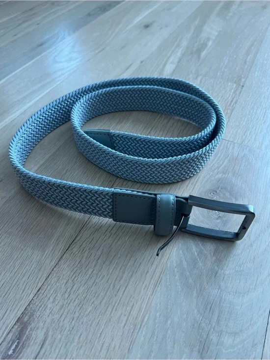 Men's Braided Stretch Belt in Light Gray