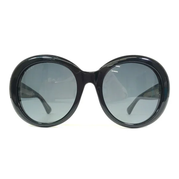 Gucci Sunglasses GG0139SA 001 Polished Black Gold Asian Fit Frames w Gray Lenses