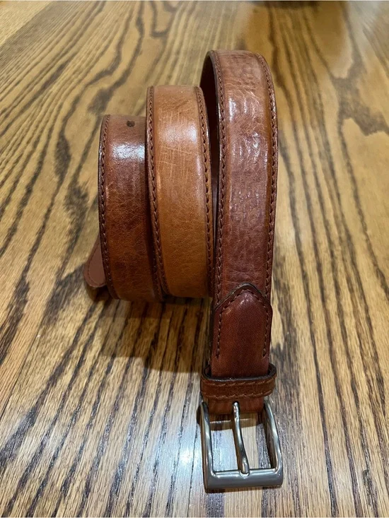 Polo Ralph Lauren Full Grain Leather Belt Saddle Brown Bridle Patina