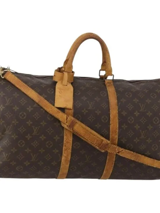 LOUIS VUITTON Monogram Keepall Bandouliere 55 Boston Bag M41414 LV Auth 185696