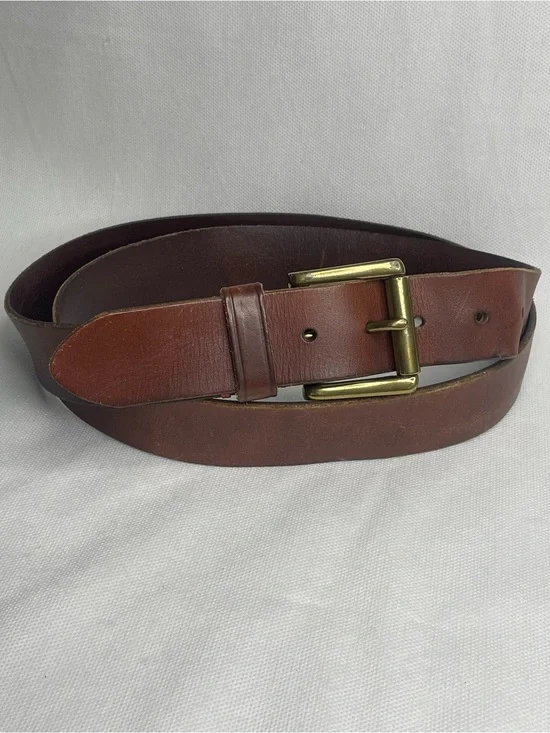 The GAP Genuine Cow Leather Belt Mens SZ 44 Brown Bronze Red Stitch Work Western