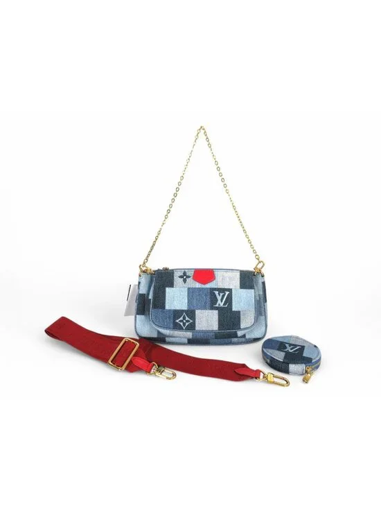 Louis Vuitton Multi Pochette Accessoires Monogram Denim Patchwork FULL SET