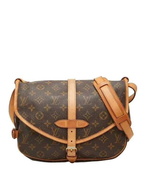 Louis Vuitton Monogram Saumur 30 Crossbody Shoulder Bag Brown Leather