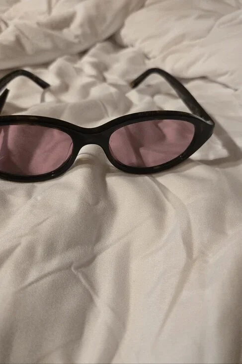 Black Frame Sunglasses with Pink Lenses - Women Accessories