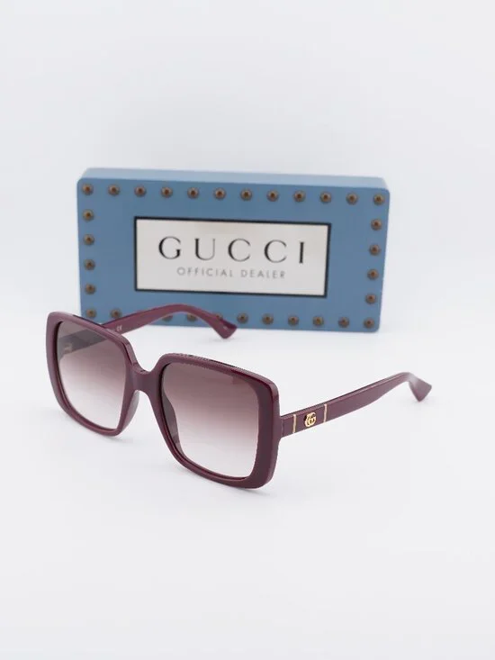 Gucci GG0632S 003 Square Sunglasses - Burgundy / Red