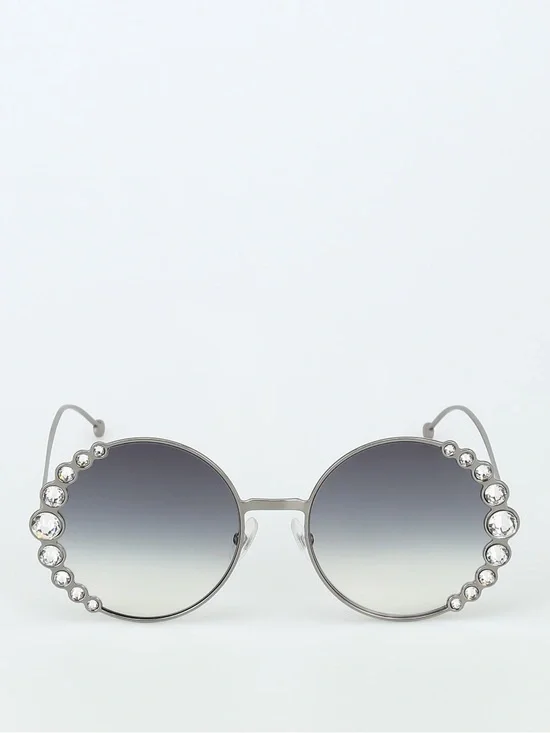 Fendi 58mm Oversized Round Embellished Sunglasses